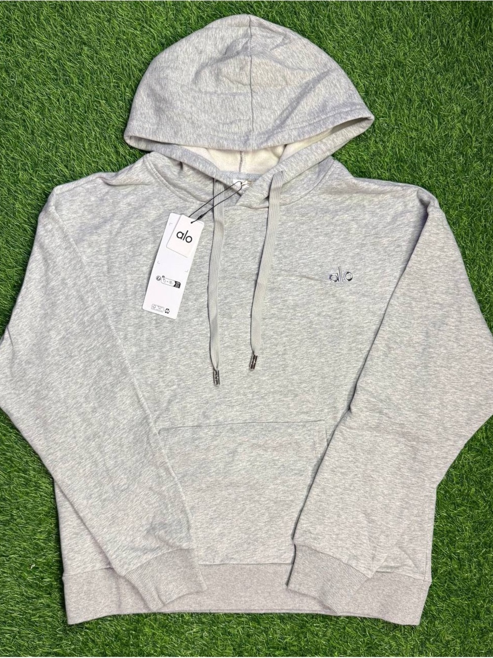 ALO Yoga Light Gray Men's Hooded Pullover Sweatshirt